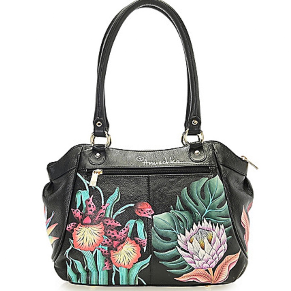 Anuschka Hand-Painted Genuine Leather Zippered Satchel-- NWT